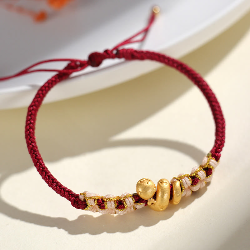 Buddha Stonesハンドメイド 999 スターリングシルバー 蛇年 赤い糸 ハート 桃の花 幸運ブレスレット