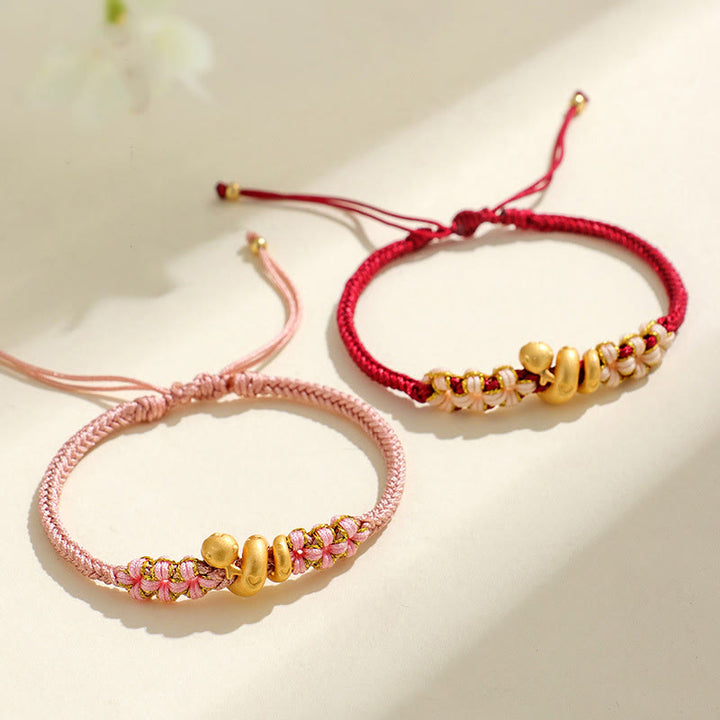 Buddha Stonesハンドメイド 999 スターリングシルバー 蛇年 赤い糸 ハート 桃の花 幸運ブレスレット
