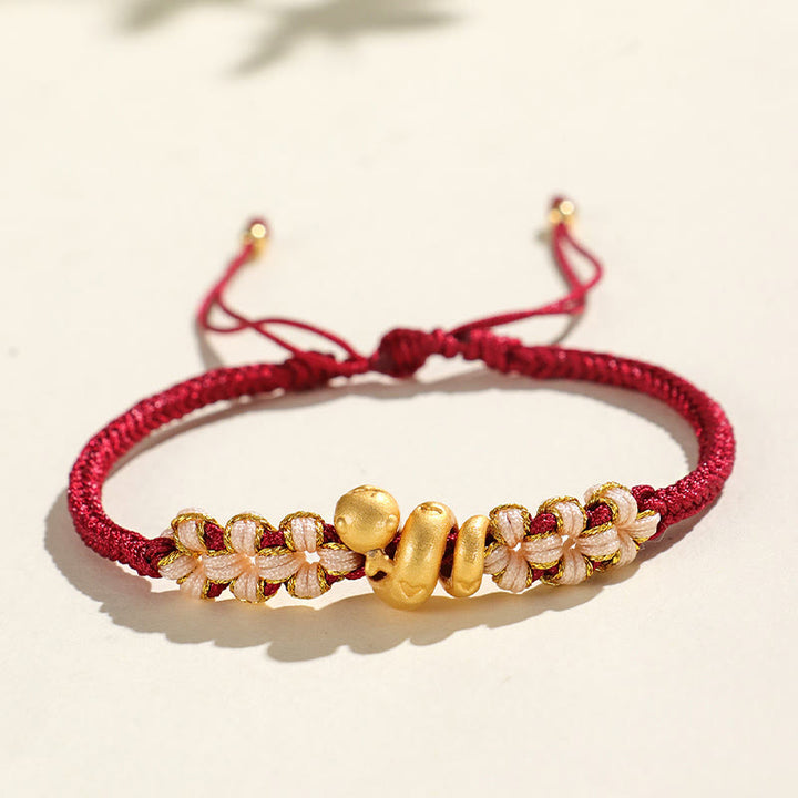 Buddha Stonesハンドメイド 999 スターリングシルバー 蛇年 赤い糸 ハート 桃の花 幸運ブレスレット
