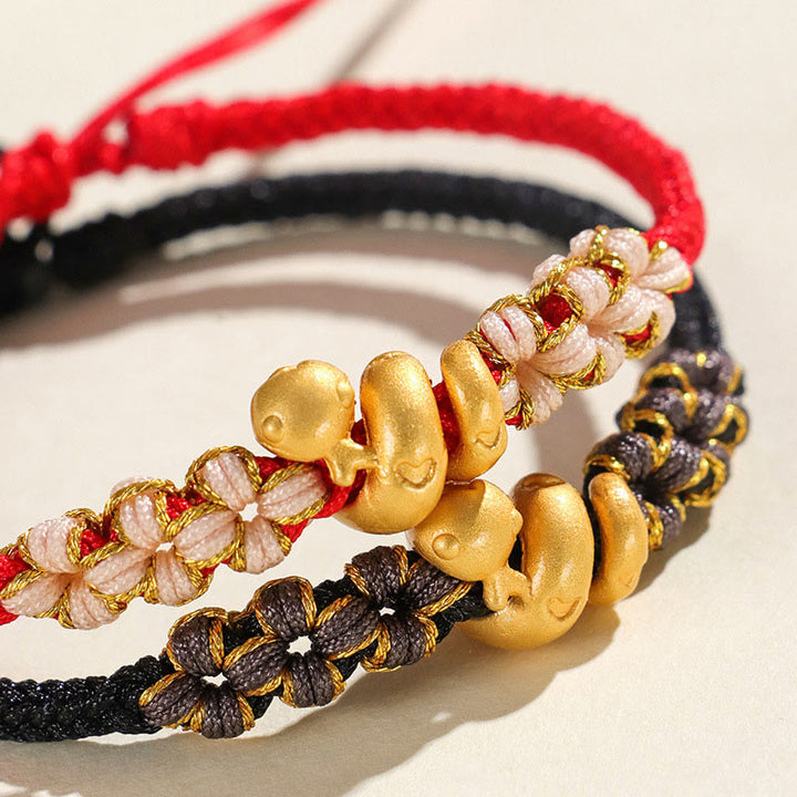 Buddha Stonesハンドメイド 999 スターリングシルバー 蛇年 赤い糸 ハート 桃の花 幸運ブレスレット