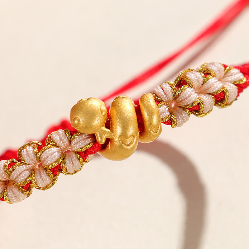 Buddha Stonesハンドメイド 999 スターリングシルバー 蛇年 赤い糸 ハート 桃の花 幸運ブレスレット
