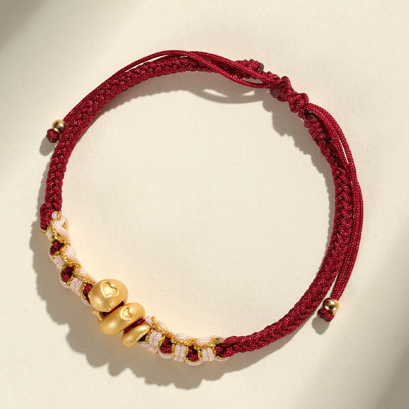 Buddha Stonesハンドメイド 999 スターリングシルバー 蛇年 赤い糸 ハート 桃の花 幸運ブレスレット