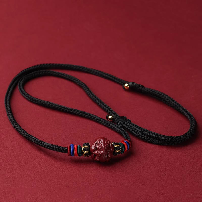 Buddha Stones辰砂 中国十二支 黒紐 祝福ネックレス ペンダント - 辰砂ネズミ - image 1