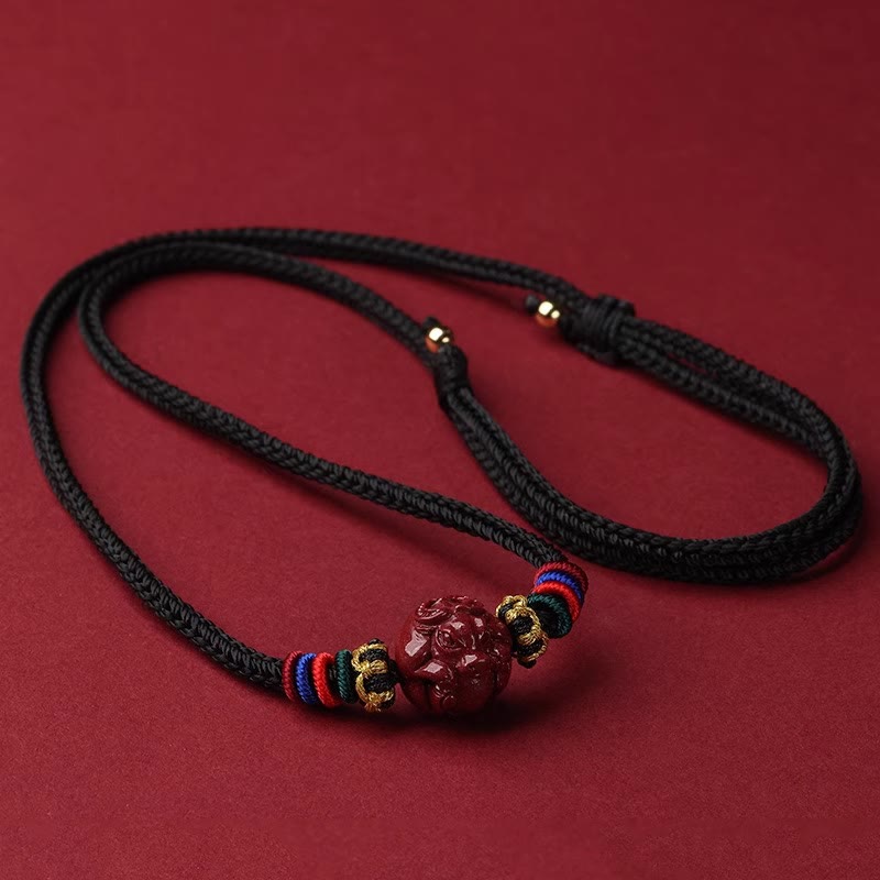 Buddha Stones辰砂 中国十二支 黒紐 祝福ネックレス ペンダント - 辰砂の牛 - image 3