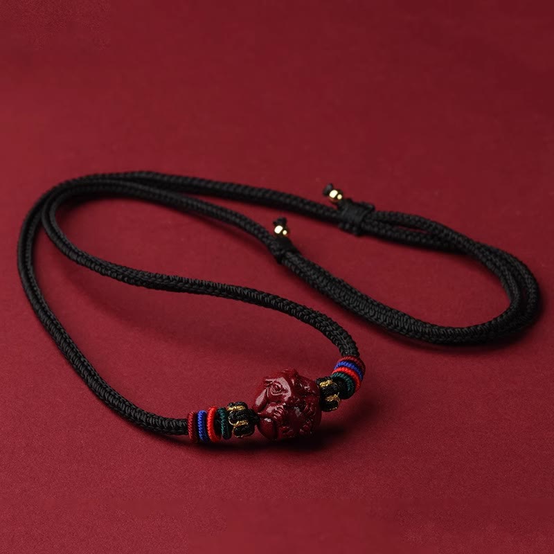 Buddha Stones辰砂 中国十二支 黒紐 祝福ネックレス ペンダント - 辰砂ヤギ - image 24