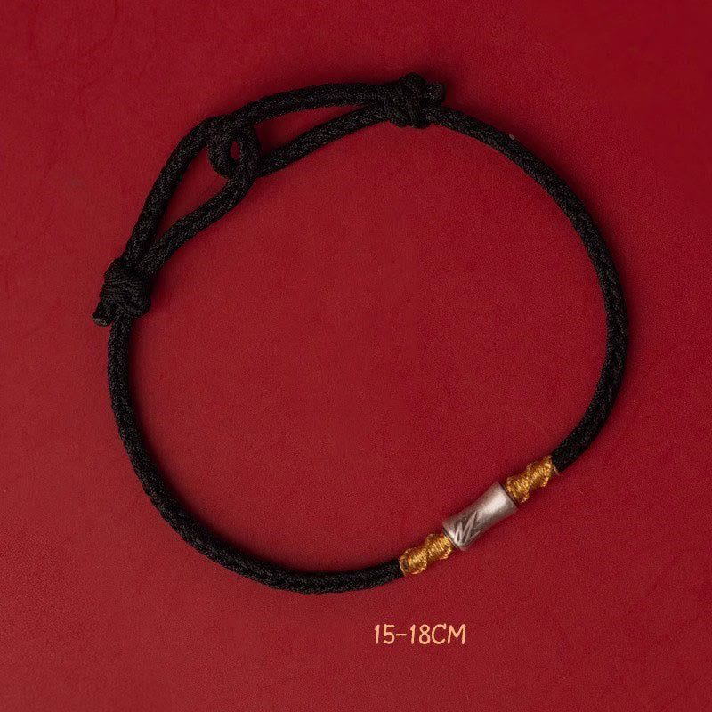 Buddha Stonesハンドメイド925スターリングシルバー竹デザイン赤い糸幸運編みブレスレット