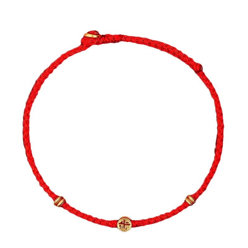 Buddha Stonesハンドメイド編み込みレッドストリング925スターリングシルバーフーキャラクター幸運ブレスレット