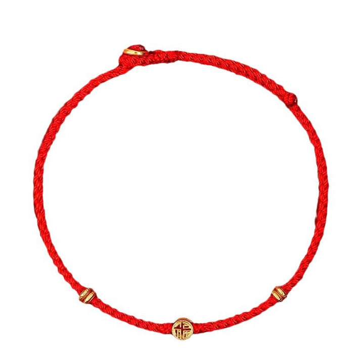 Buddha Stonesハンドメイド編み込みレッドストリング925スターリングシルバーフーキャラクター幸運ブレスレット