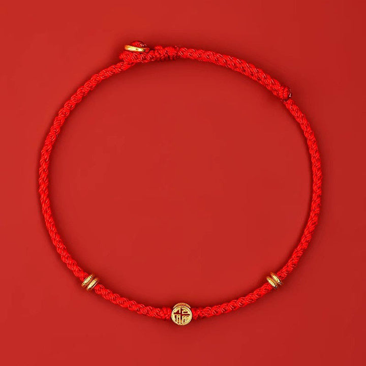 Buddha Stonesハンドメイド編み込みレッドストリング925スターリングシルバーフーキャラクター幸運ブレスレット