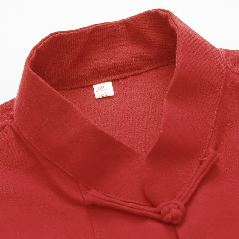 Buddha Stones 2点セット 秋 メンズ 唐装 カエルボタン コットン 長袖 シャツ パンツ セット - image 5