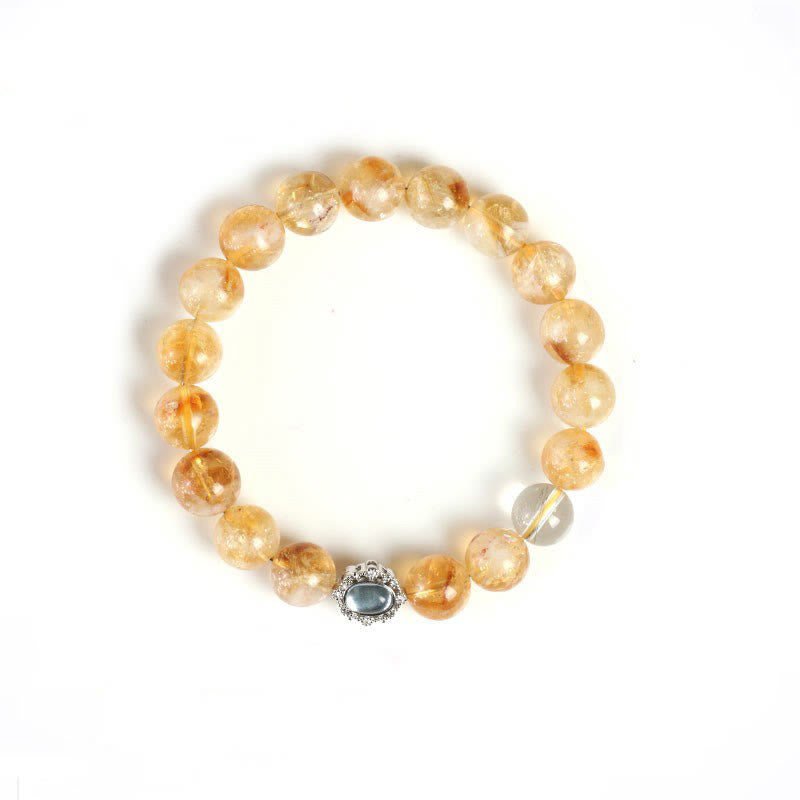 Buddha Stones天然シトリン ルチルクォーツ 繁栄のブレスレット