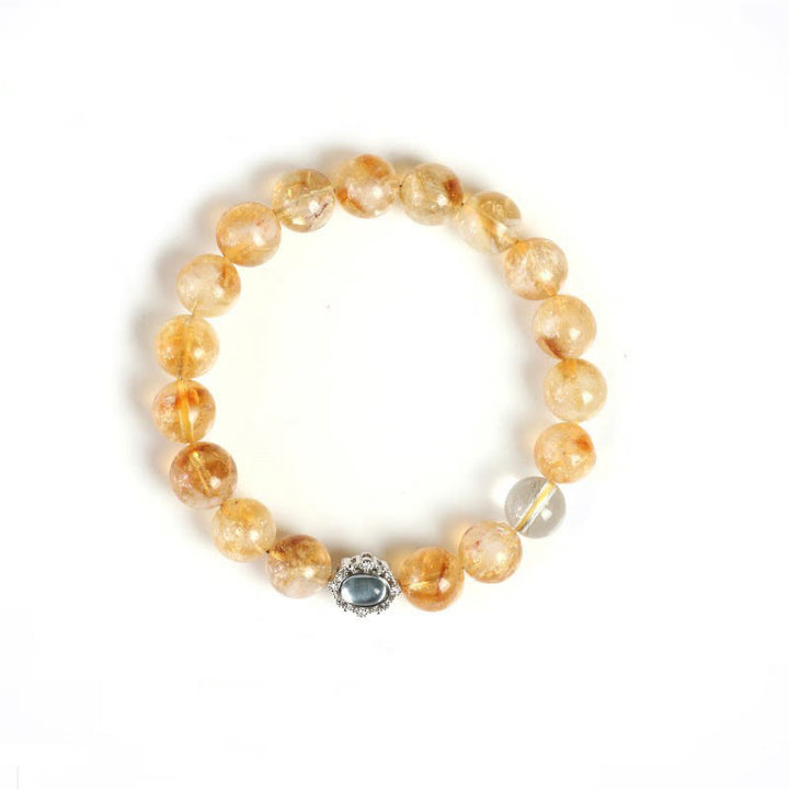 Buddha Stones天然シトリン ルチルクォーツ 繁栄のブレスレット
