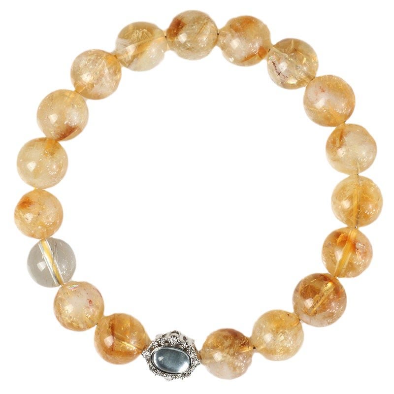 Buddha Stones天然シトリン ルチルクォーツ 繁栄のブレスレット