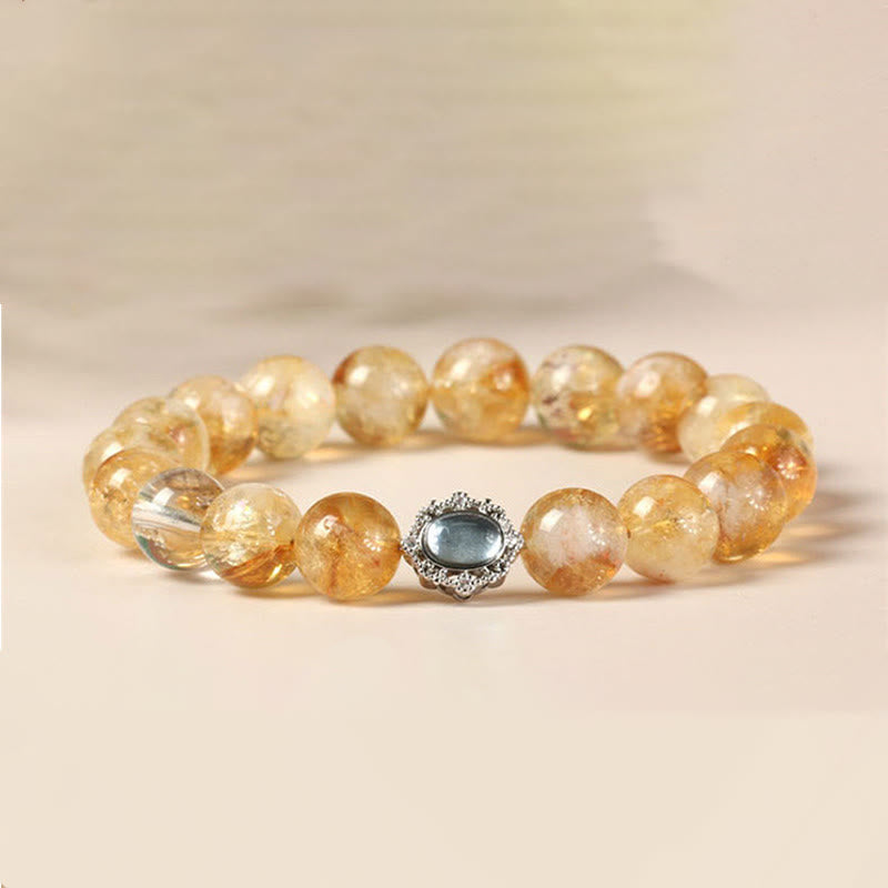 Buddha Stones天然シトリン ルチルクォーツ 繁栄のブレスレット
