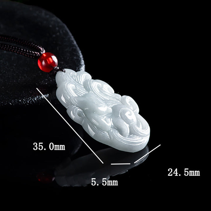 Buddha Stones天然翡翠九尾狐幸運ネックレスペンダント