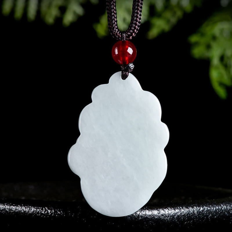 Buddha Stones天然翡翠九尾狐幸運ネックレスペンダント