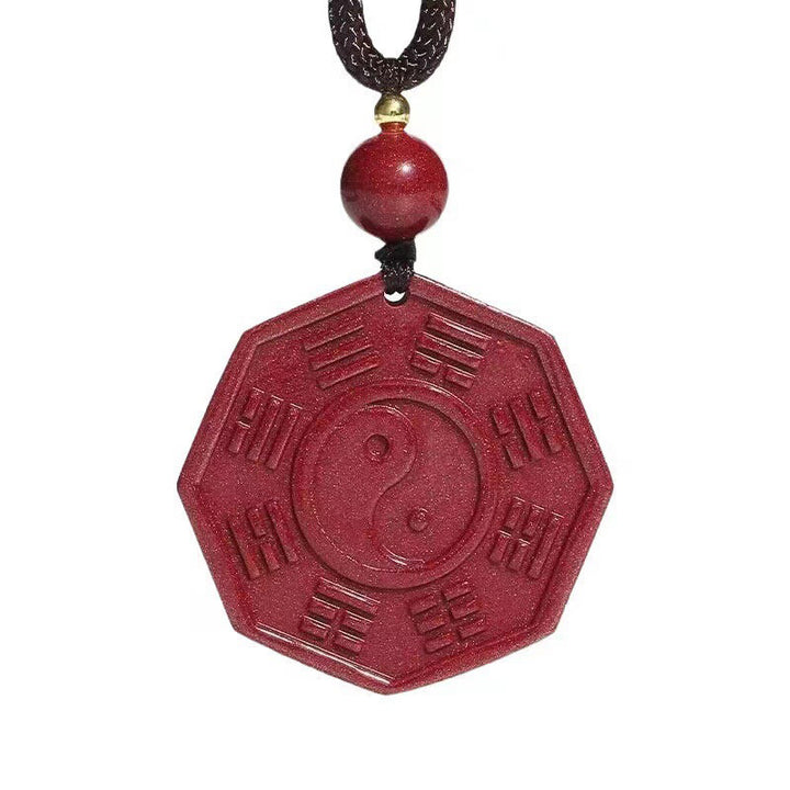 Buddha Stones天然辰砂八卦太上老君福文字落ち着いたネックレスペンダント
