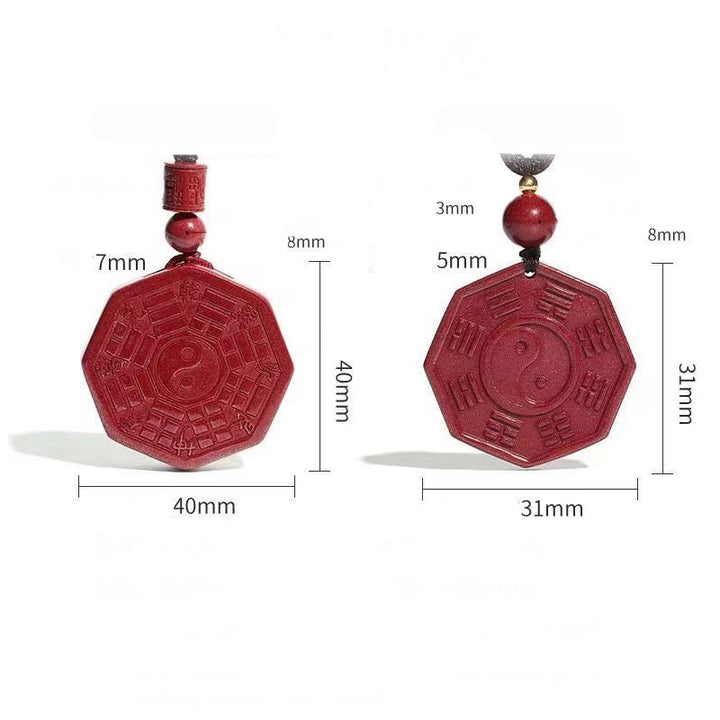 Buddha Stones天然辰砂八卦太上老君福文字落ち着いたネックレスペンダント