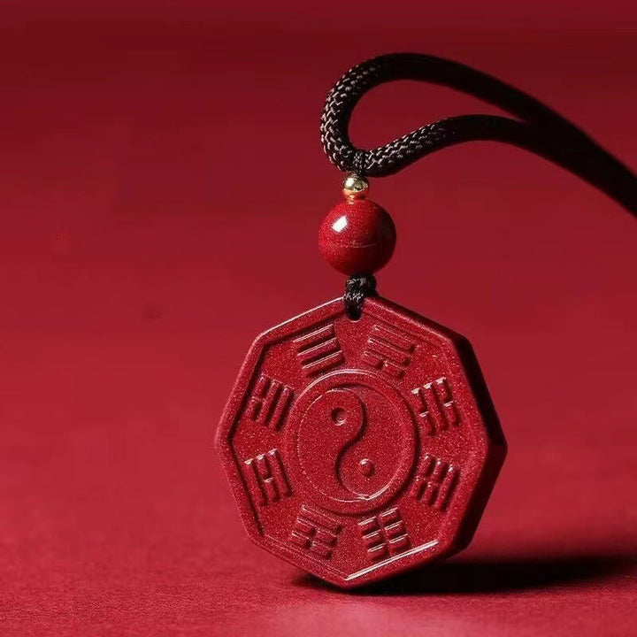 Buddha Stones天然辰砂八卦太上老君福文字落ち着いたネックレスペンダント