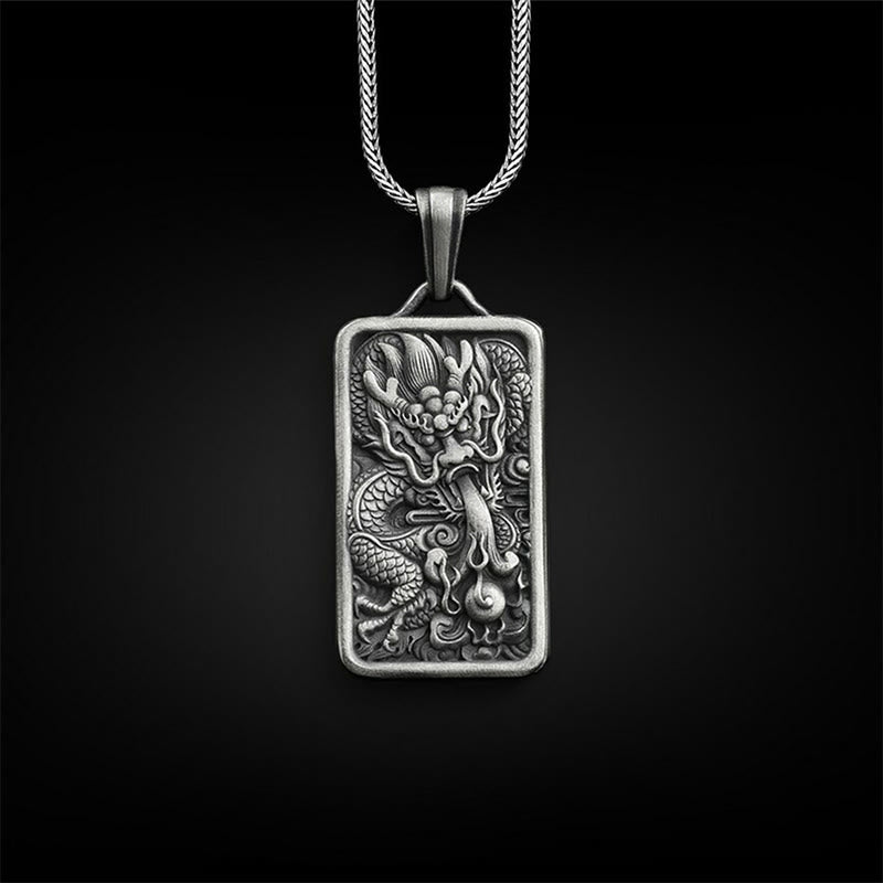 Buddha Stones純錫製 龍 成功の守護 ネックレス ペンダント - ドラゴンペンダント＆チタンスチールチェーン - image 1