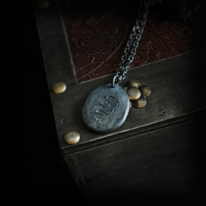 Buddha Stones999スターリングシルバー 24Kゴールド 鶴 吉兆 雲 バランスネックレス ペンダント