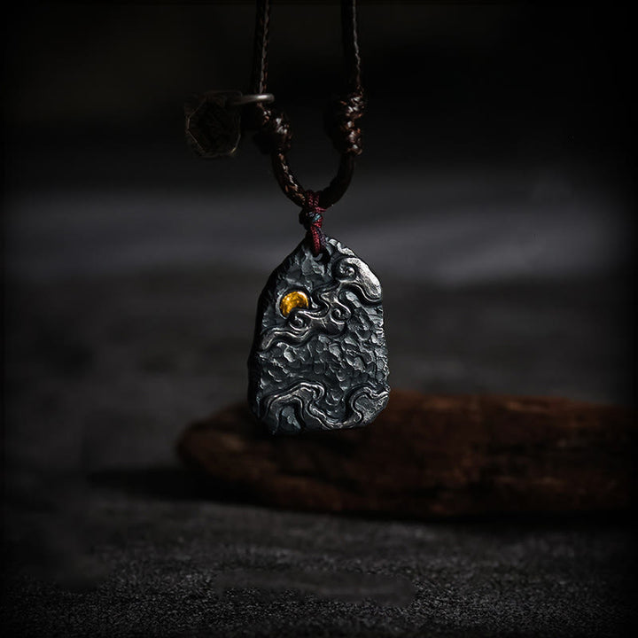 Buddha Stones999スターリングシルバー 24Kゴールド 吉兆雲守護ネックレスペンダント