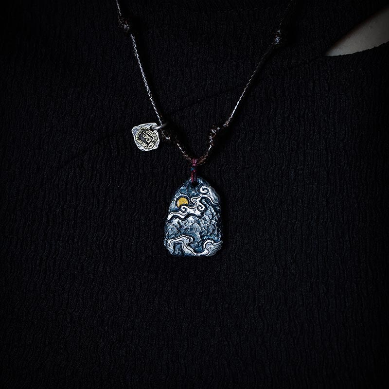 Buddha Stones999スターリングシルバー 24Kゴールド 吉兆雲守護ネックレスペンダント