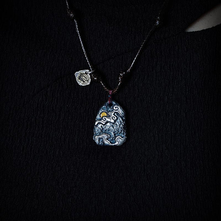 Buddha Stones999スターリングシルバー 24Kゴールド 吉兆雲守護ネックレスペンダント
