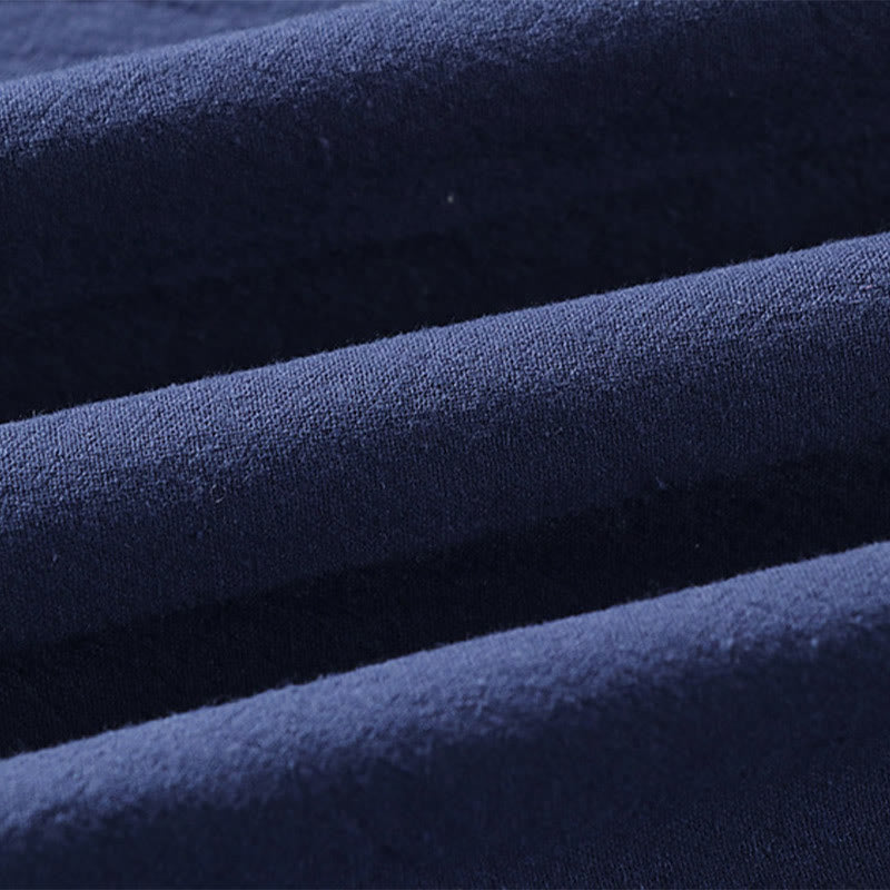 Buddha Stones無地 七分袖 ワンボタン コットンリネン メンズシャツ - image 7