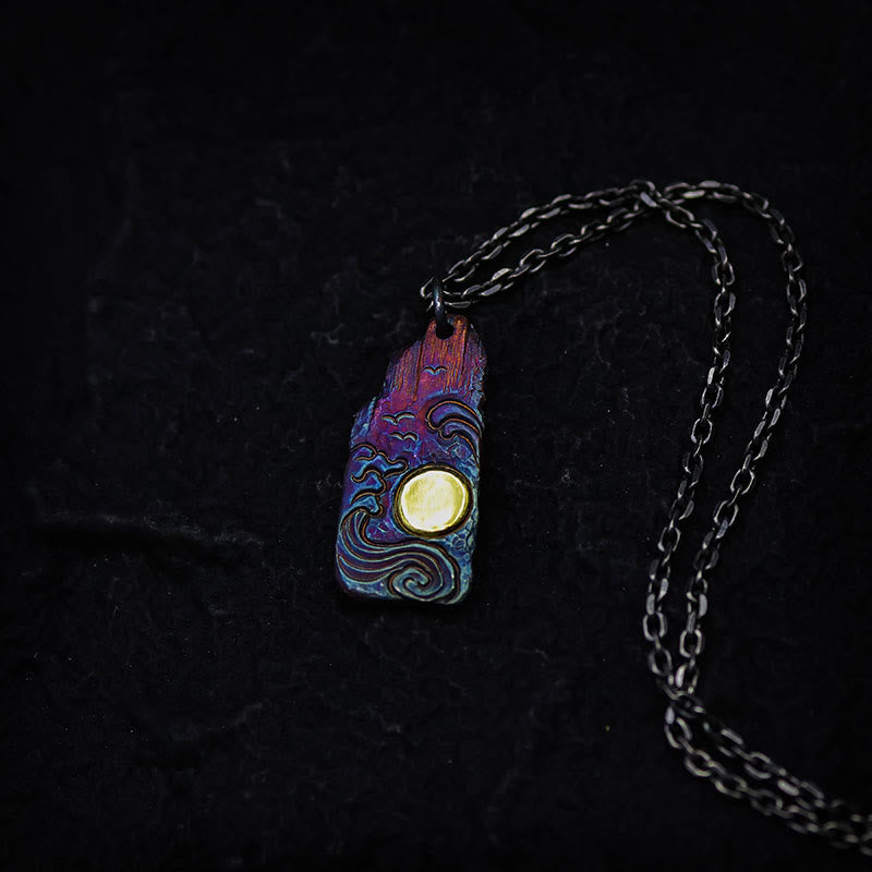 Buddha Stones999スターリングシルバー 24Kゴールド ウェーブ サンバランス ネックレス ペンダント