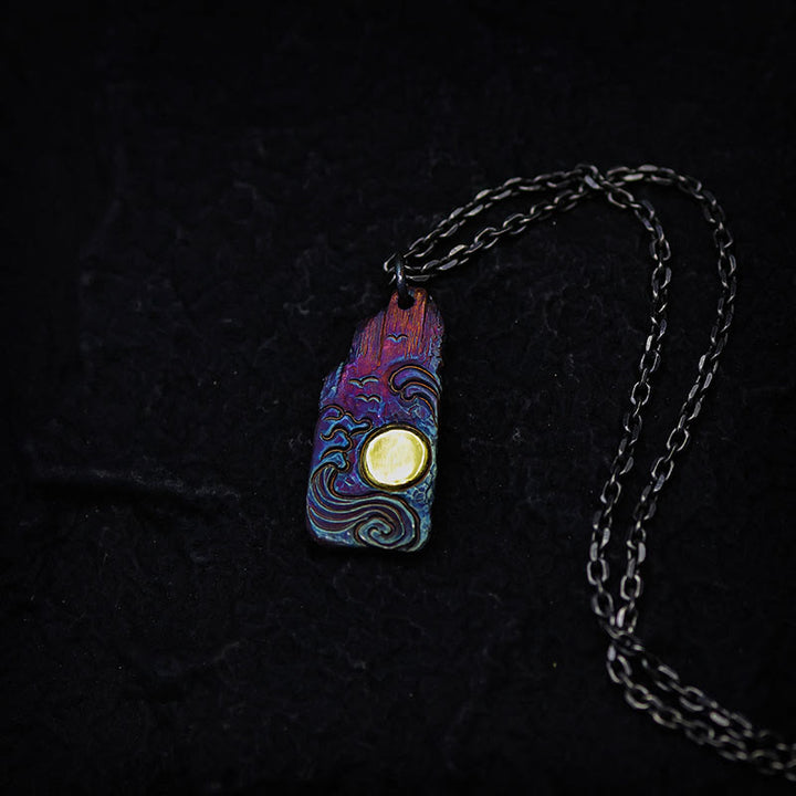 Buddha Stones999スターリングシルバー 24Kゴールド ウェーブ サンバランス ネックレス ペンダント