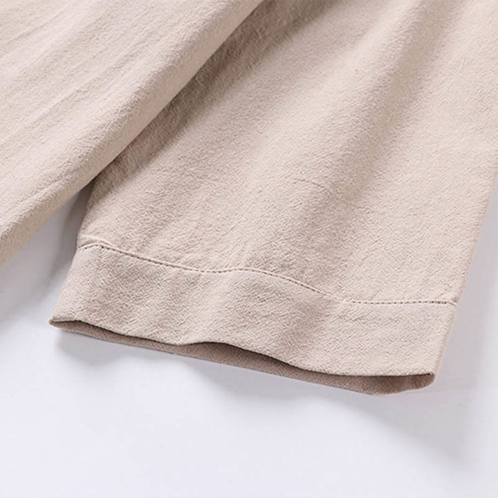 Buddha Stonesカジュアル 無地 七分袖 フロントボタン コットンリネン メンズシャツ ポケット付き - image 7