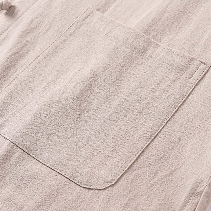 Buddha Stonesカジュアル 無地 七分袖 フロントボタン コットンリネン メンズシャツ ポケット付き - image 6