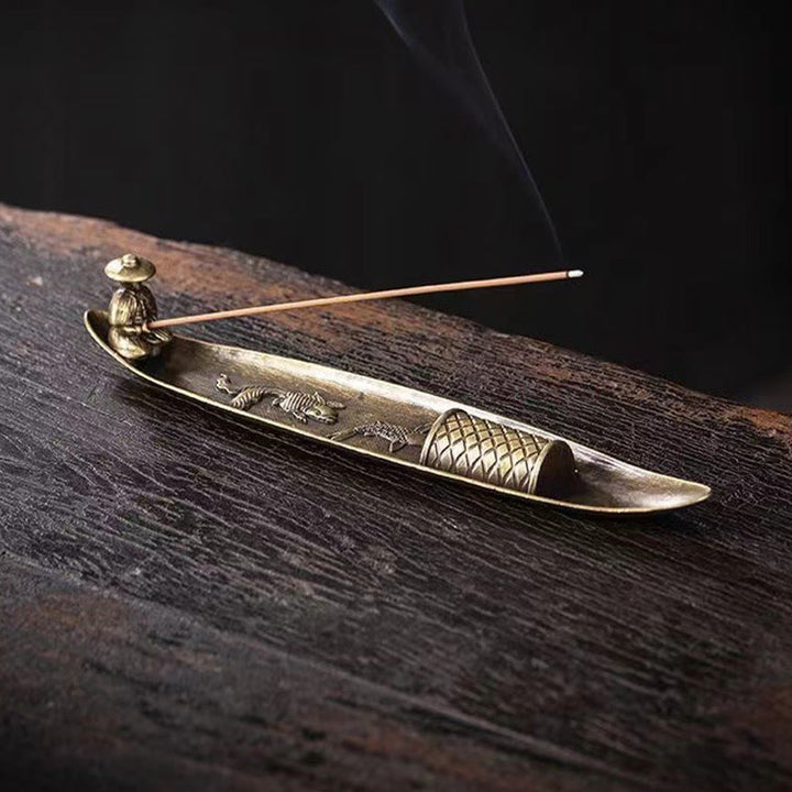 Buddha Stones漁師船 鯉 亜鉛合金 お香立て 癒し お香炉 装飾 - image 6