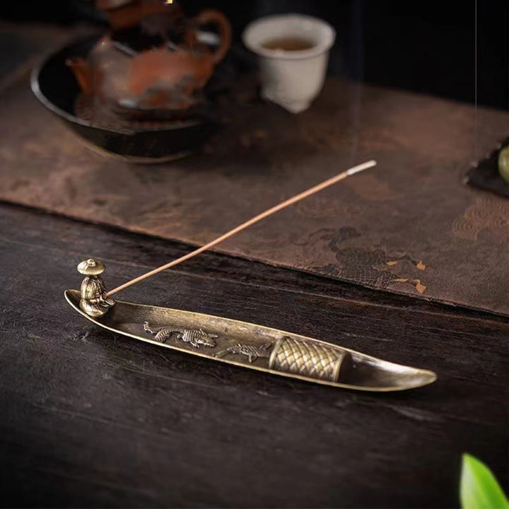 Buddha Stones漁師船 鯉 亜鉛合金 お香立て 癒し お香炉 装飾 - image 5