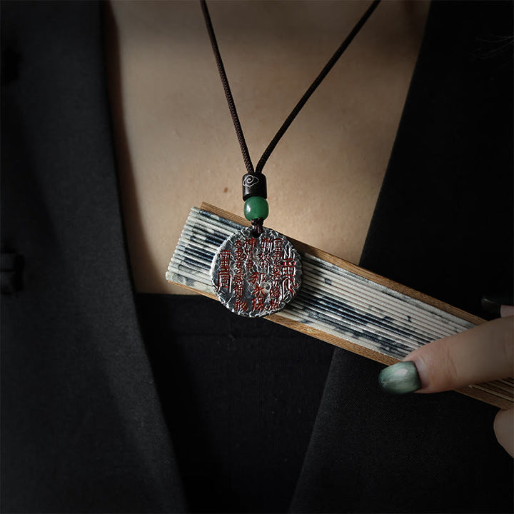 Buddha Stones999スターリングシルバー 24Kゴールド 八卦太極陰陽デザイン 山の幽霊 お金を使う ハーモニーネックレス ペンダント - image 4