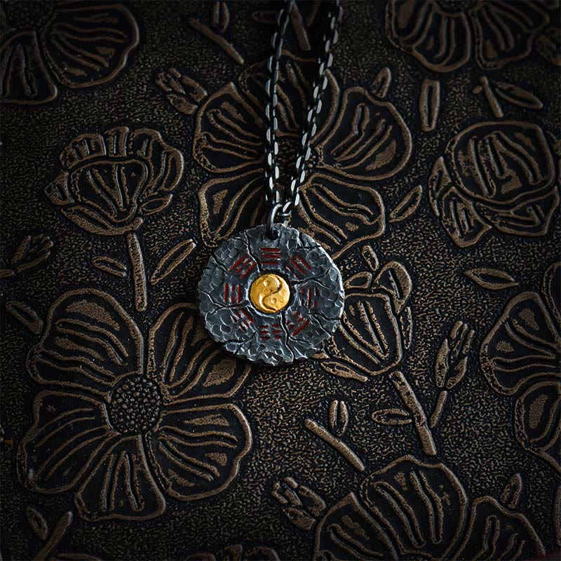 Buddha Stones999スターリングシルバー 24Kゴールド 八卦太極陰陽デザイン 山の幽霊 お金を使う ハーモニーネックレス ペンダント - 999スターリングシルバーとシルバーチェーン - image 10
