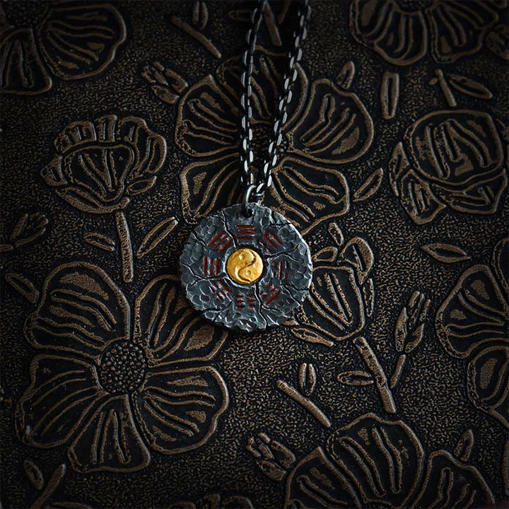 Buddha Stones999スターリングシルバー 24Kゴールド 八卦太極陰陽デザイン 山の幽霊 お金を使う ハーモニーネックレス ペンダント - 999スターリングシルバーとシルバーチェーン - image 11