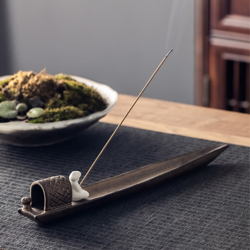 Buddha Stones漁師 禅 癒し ブラウン 陶器 スティック 香炉 装飾 - image 3