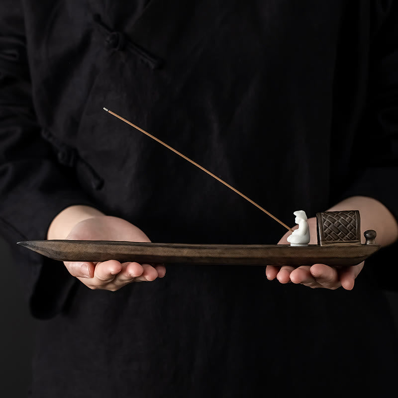 Buddha Stones漁師 禅 癒し ブラウン 陶器 スティック 香炉 装飾 - image 4