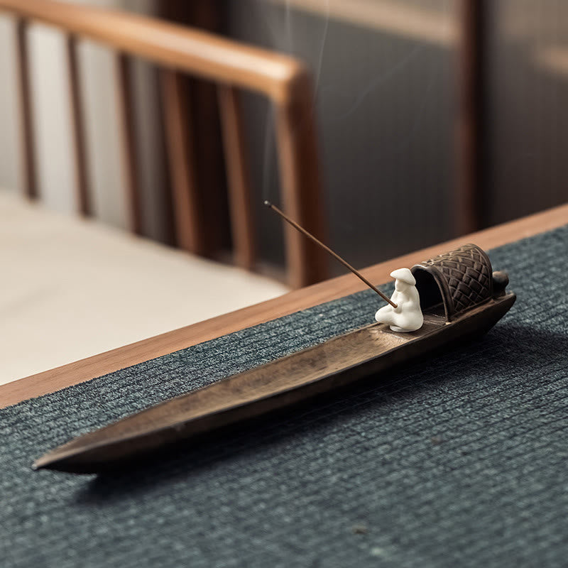 Buddha Stones漁師 禅 癒し ブラウン 陶器 スティック 香炉 装飾 - image 2