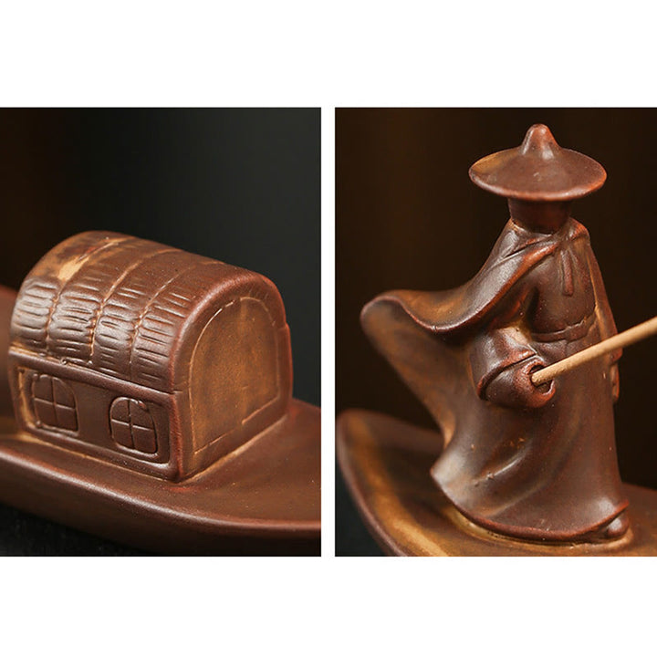 Buddha Stones漁師 漁船 竹製 仏手 蓮 スピリチュアルヒーリング 陶器 スティック 香炉 装飾 - image 5