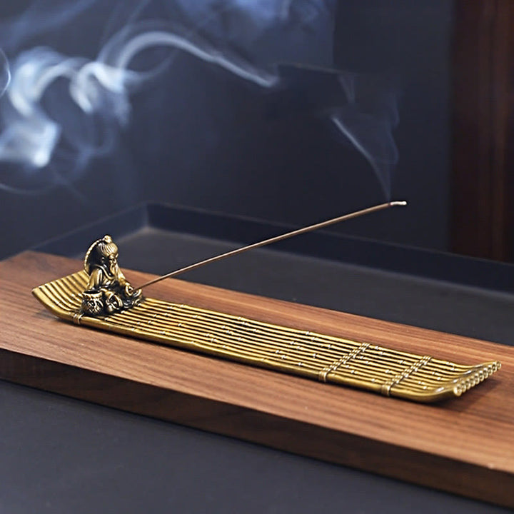 Buddha Stones漁師 竹製 漁船 合金製 お香立て 癒し 香炉 装飾