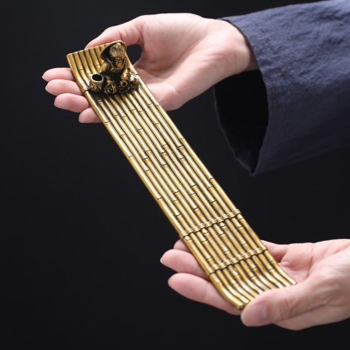 Buddha Stones漁師 竹製 漁船 合金製 お香立て 癒し 香炉 装飾 - image 1