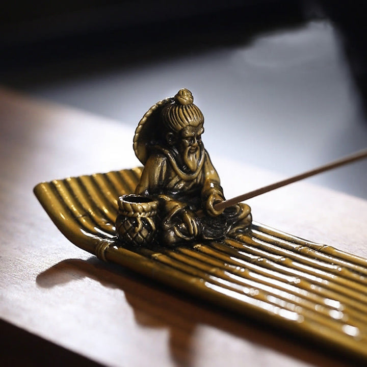 Buddha Stones漁師 竹製 漁船 合金製 お香立て 癒し 香炉 装飾