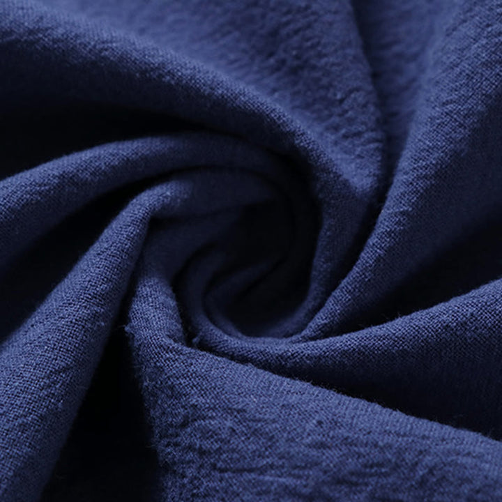 Buddha Stonesカジュアル 無地 半袖 カエルボタン コットンリネン メンズシャツ - image 6