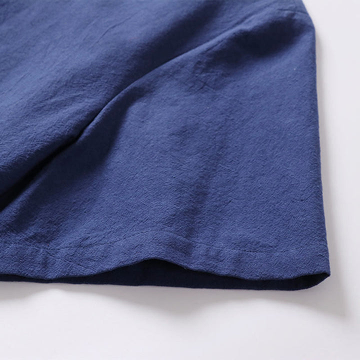 Buddha Stonesカジュアル 無地 半袖 カエルボタン コットンリネン メンズシャツ - image 11