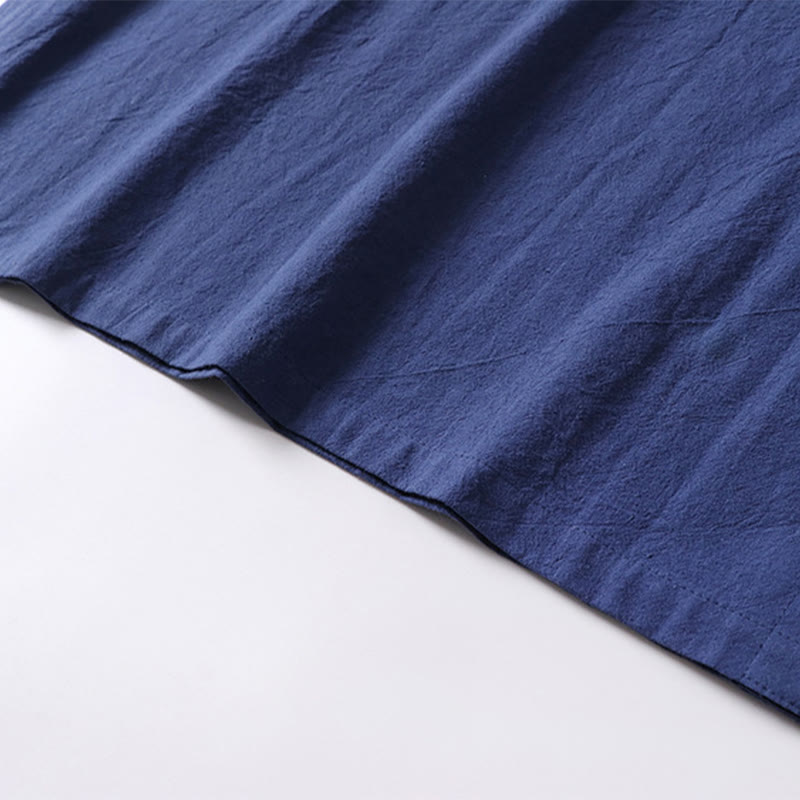 Buddha Stonesカジュアル 無地 半袖 カエルボタン コットンリネン メンズシャツ - image 12