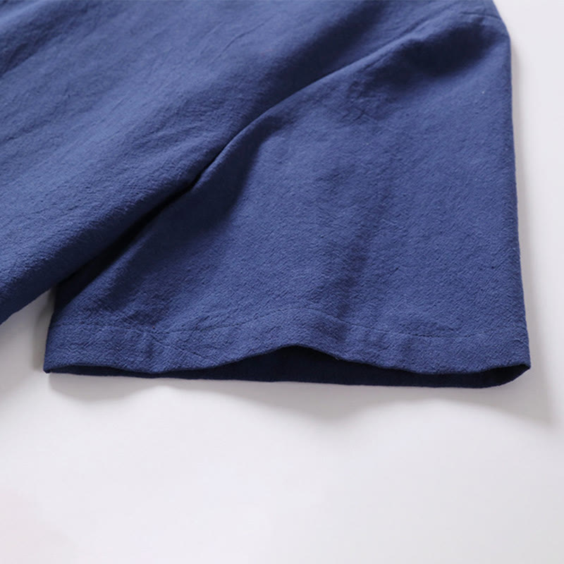 Buddha Stones無地 半袖 カエルボタン コットンリネン メンズシャツ - image 10