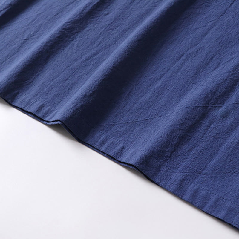 Buddha Stones無地 半袖 カエルボタン コットンリネン メンズシャツ - image 9